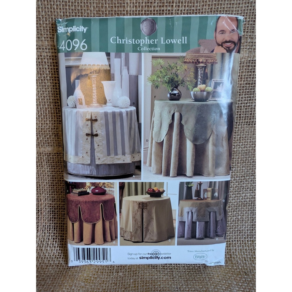 Simplicity 4096 Christopher Lowell Table Cover Skirt Topper Sewing Pattern